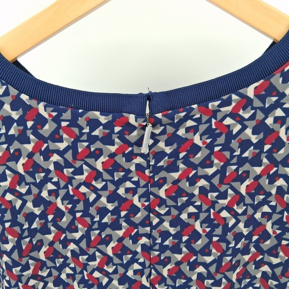 Lauren Ralph Lauren Geometric Top Womens Sz XL Navy Fall Career Dark Academia - Picture 8 of 10